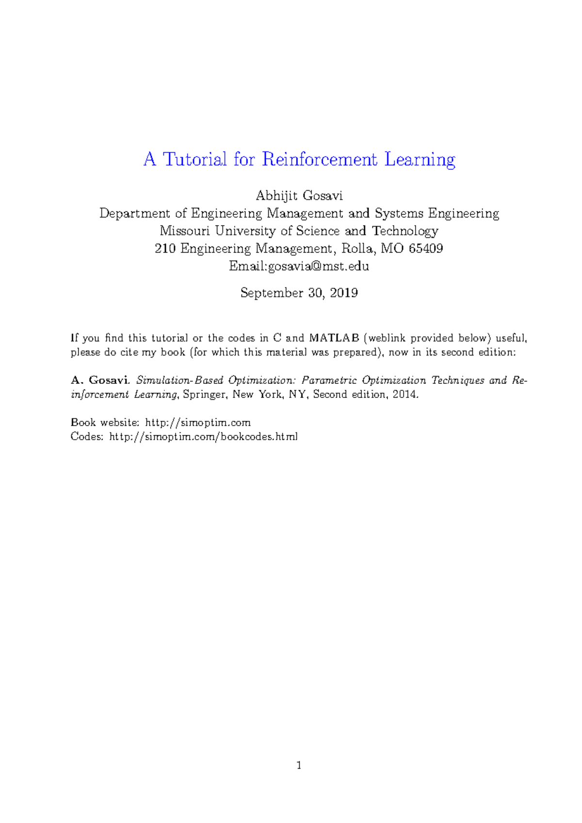 A Tutorial for Reinforcement Learning (ENGR 210) - Studocu