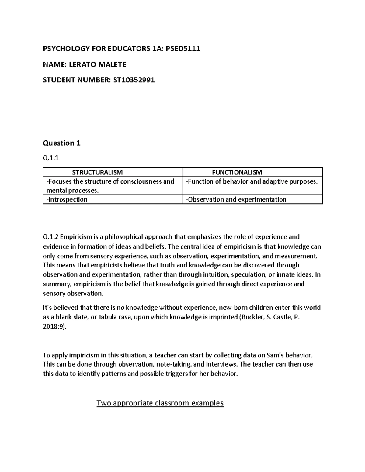 PSED5111 Psychology for Educators 1A Past Exam Papers (2020-2023) - Studocu