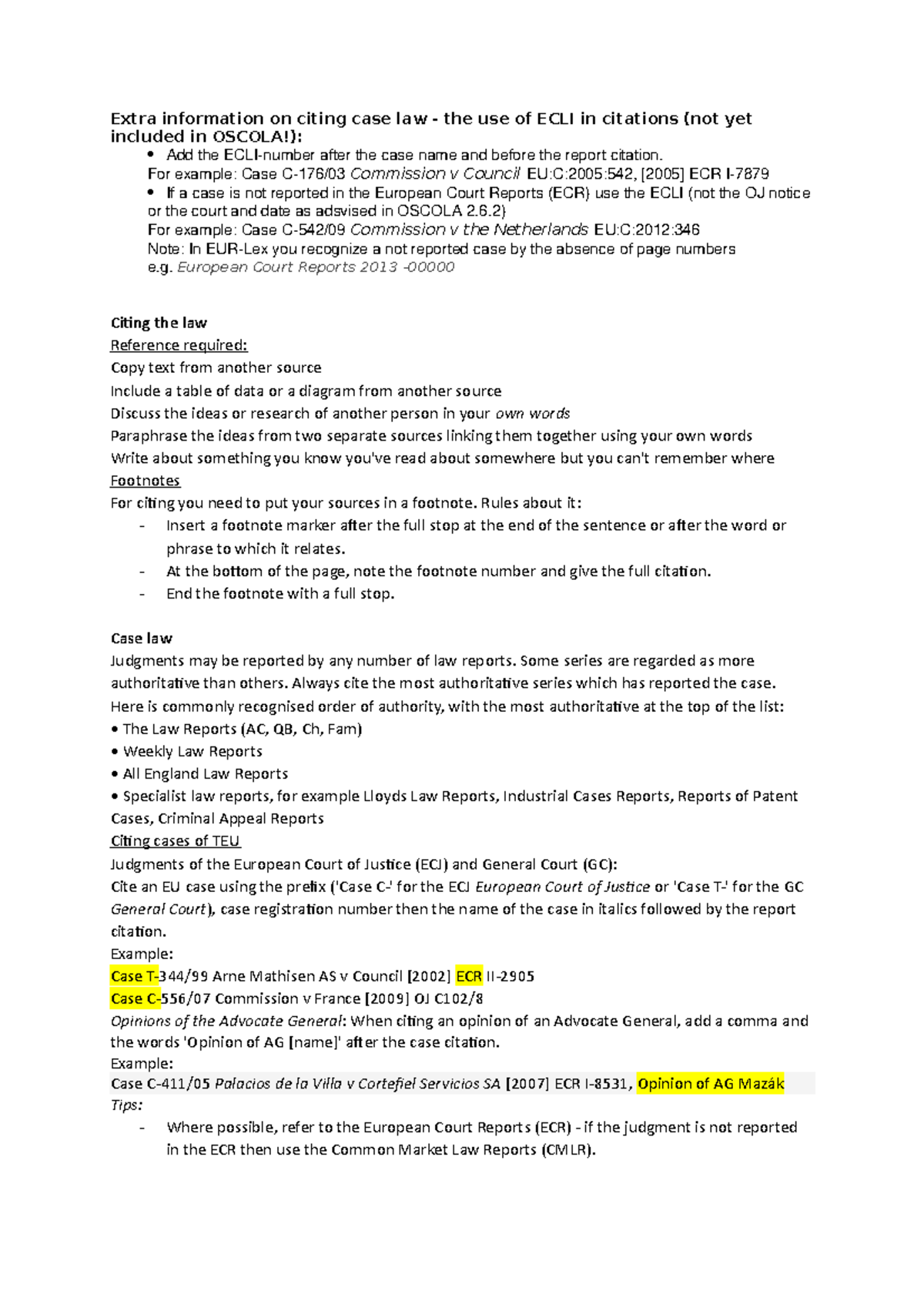 ECL102 - Citation Guidelines for European Competition Law Cases ...