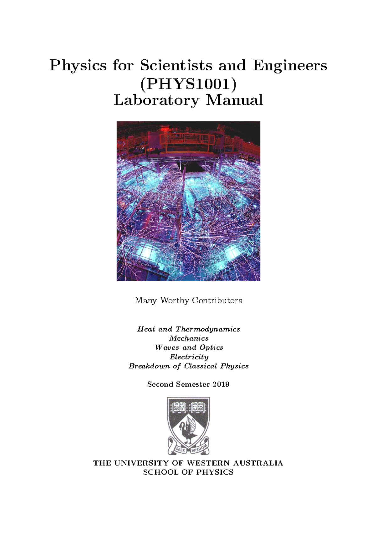PHYS1001 Lab Manual 2019 - Physics for Scientists and Engineers ...