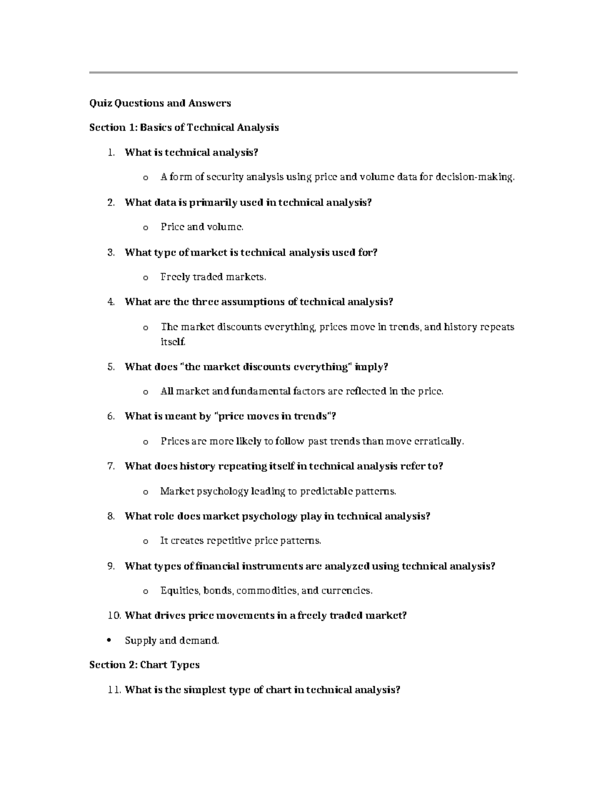 Technical Analysis Quiz Questions and Answers - Overview and Key ...