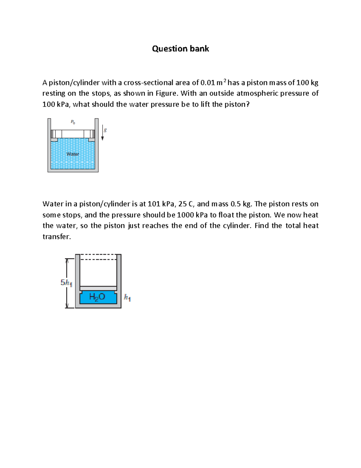 Fluid Mechanics Question Bank: Piston Dynamics & Heat Transfer Analysis ...