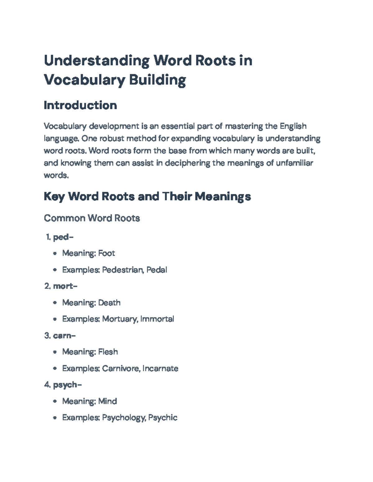 Understanding Word Roots for Vocabulary Building Techniques ...