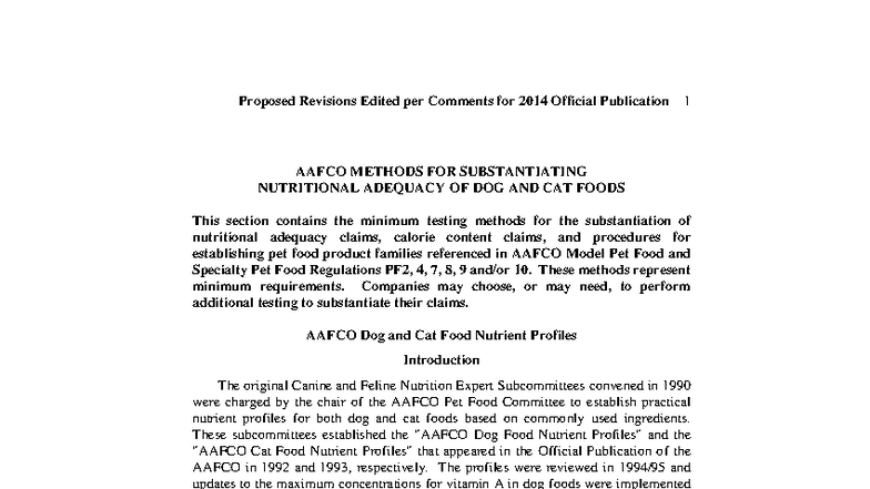 Pet Food Report 2013 Midyear-Proposed Revisions to Aafco Nutrient ...