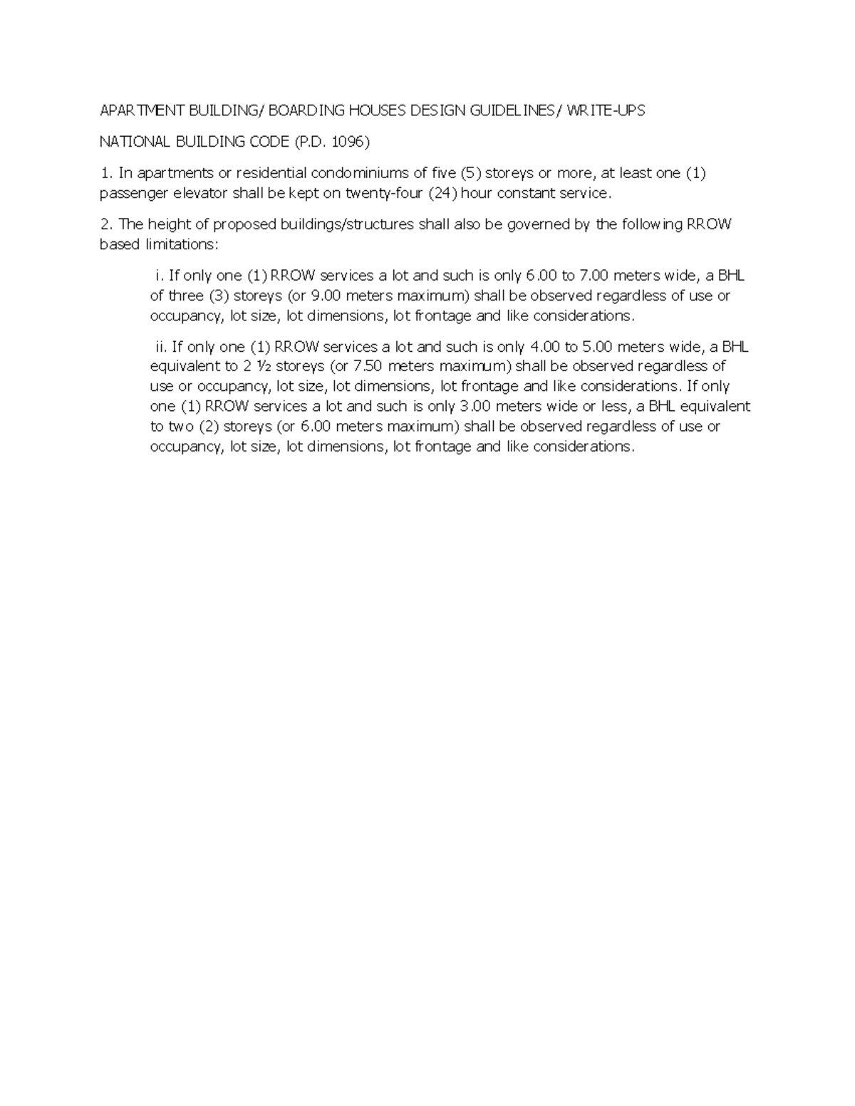 Apartment Building Design Guidelines - Programming - Studocu