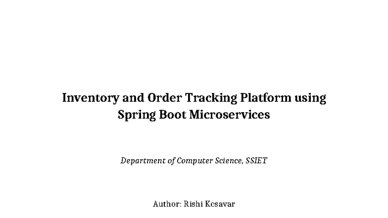 Inventory and Order Tracking Report - CS Project using Spring Boot ...