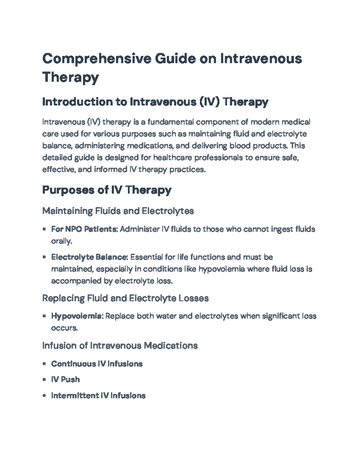Comprehensive IV Therapy Guide for Healthcare Professionals ...