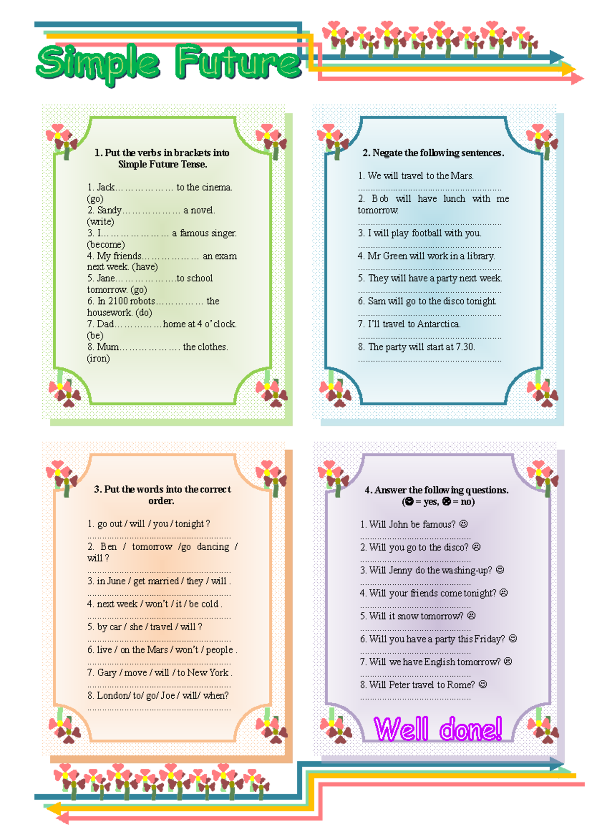 Simple Future Tense Exercises - Bài tập - Studocu