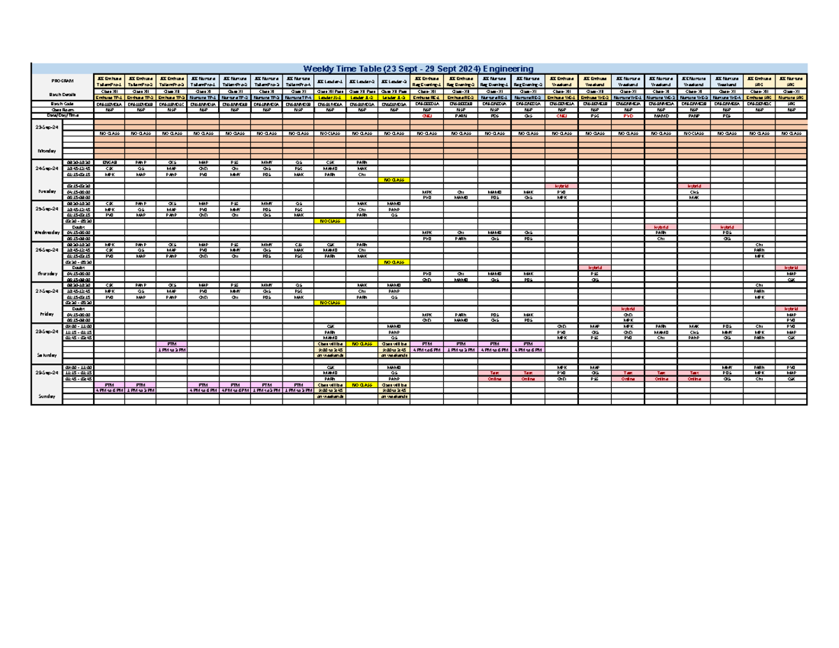 1 NSP Time Table JEE 230924-290924 - JEE Enthuse TallentPro- JEE ...