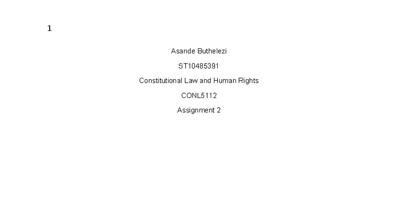 CONL5112 Constitutional Law & Human Rights: Assignment 2 Analysis - Studocu