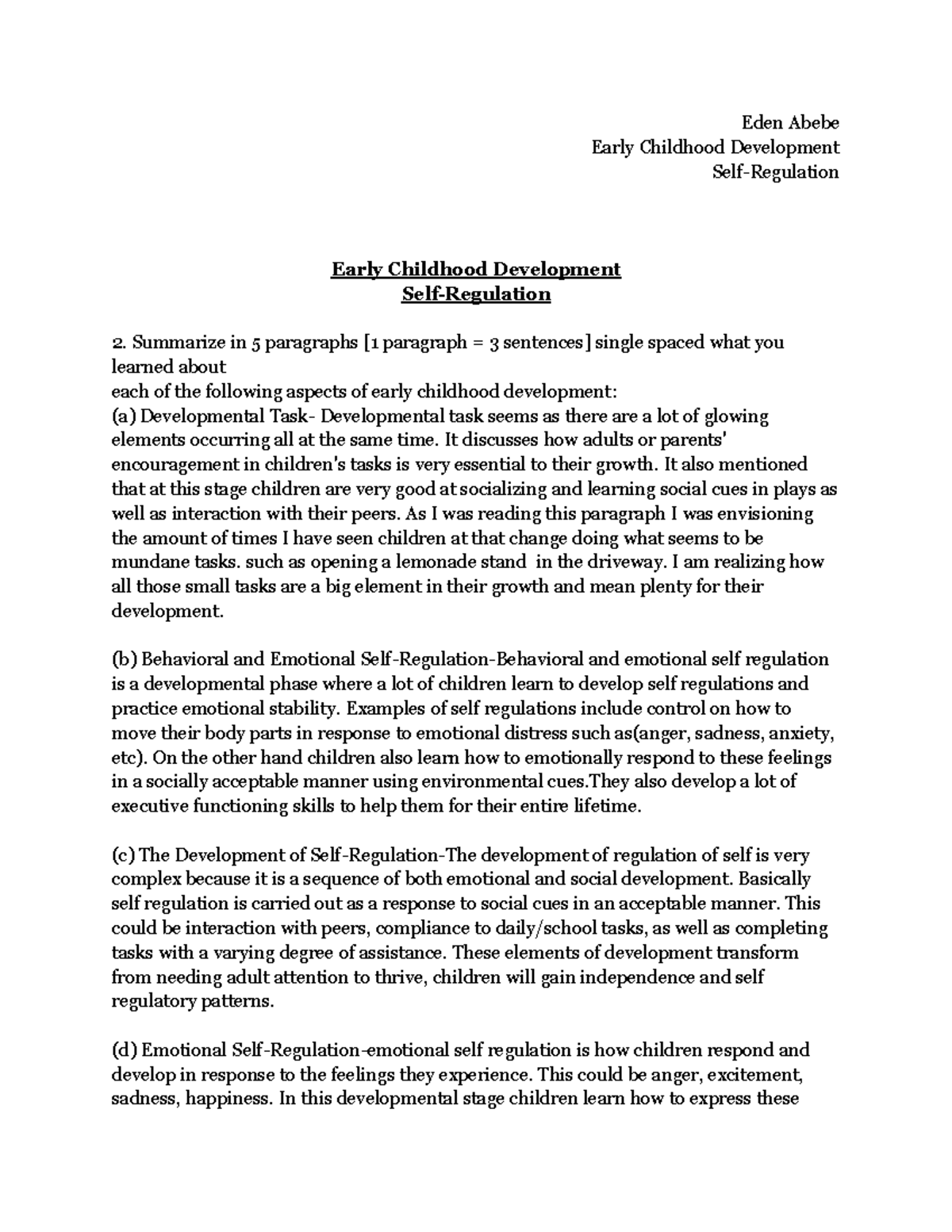 EDU 101: Early Childhood Development - Understanding Self-Regulation ...