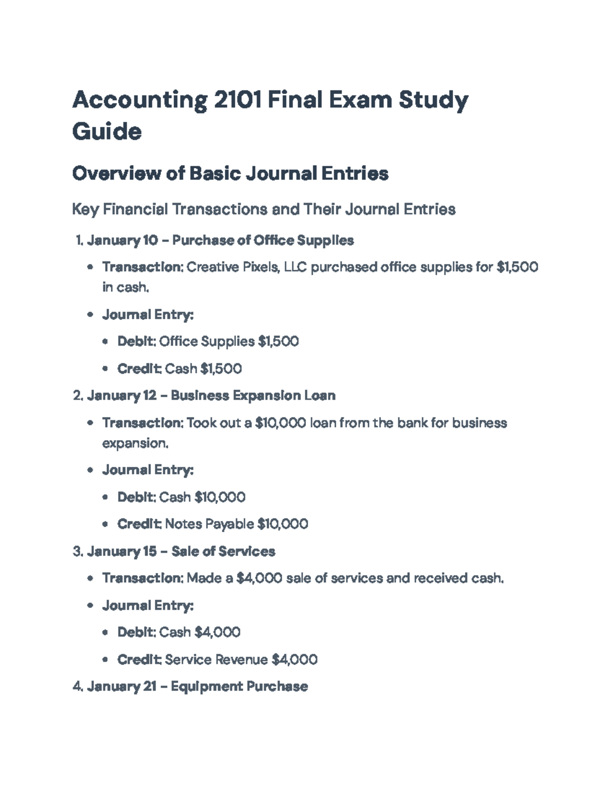 Accounting 2101 Final Exam Study Guide: Key Journal Entries Explained ...