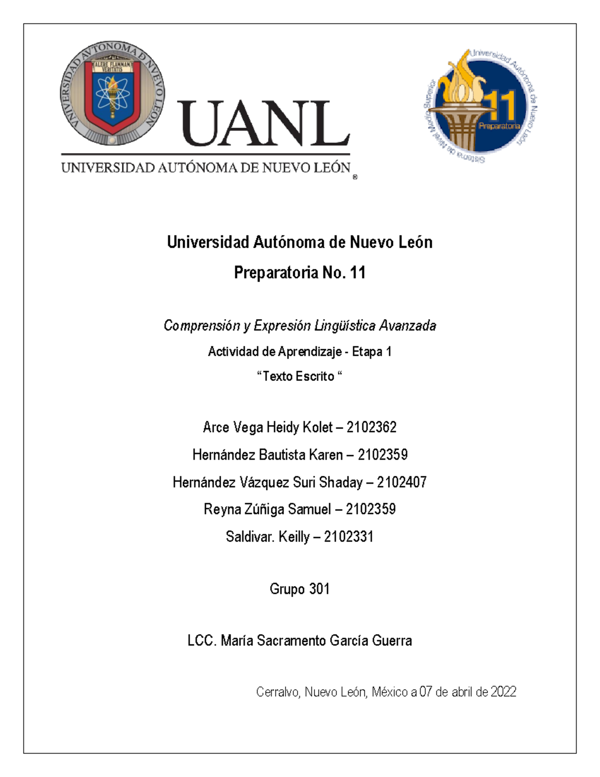 Equipo 3 EV1 Cy ELA - Evidencia de Aprendizaje etapa 1 - Universidad ...