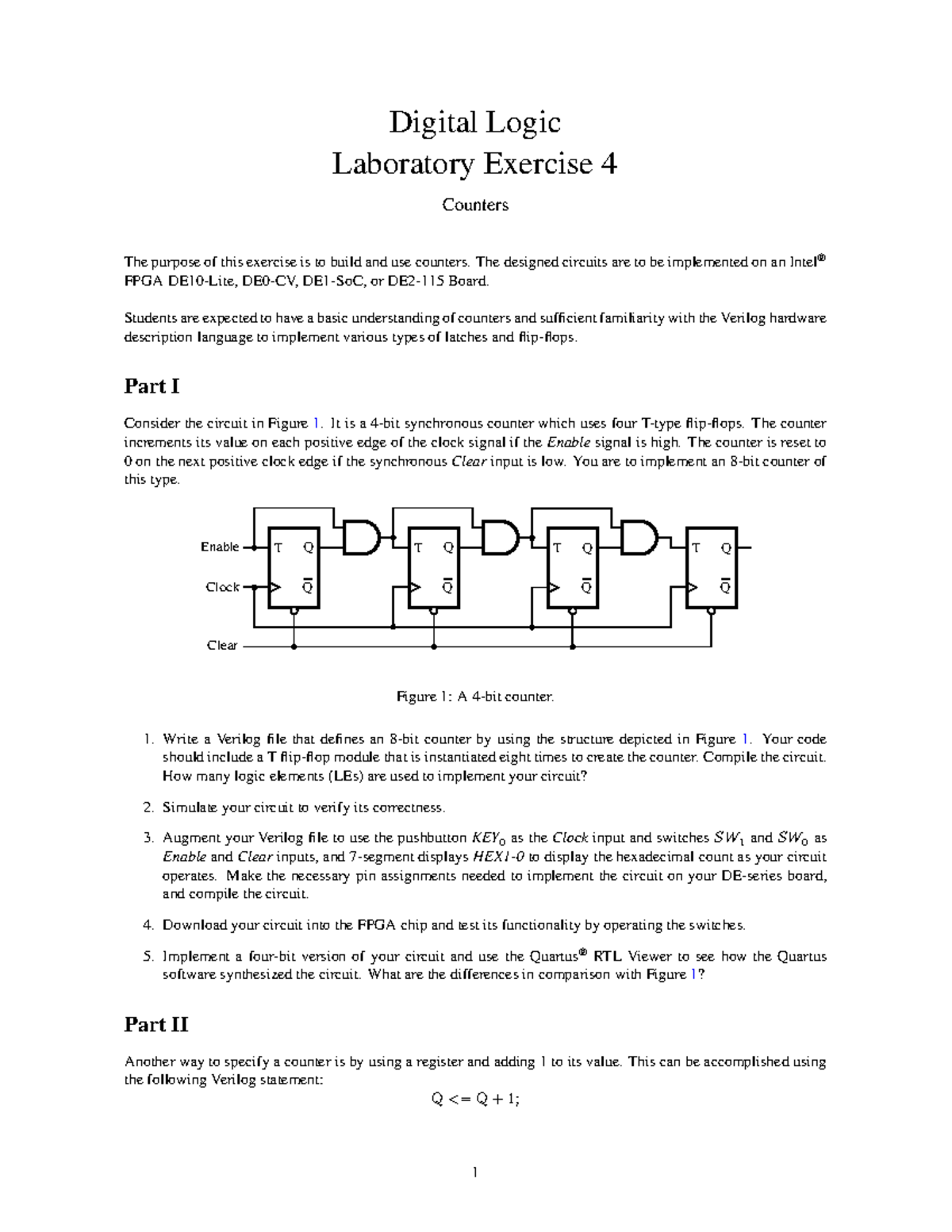 Digital Logic Lab 4: Counter Implementation and Design - Studocu
