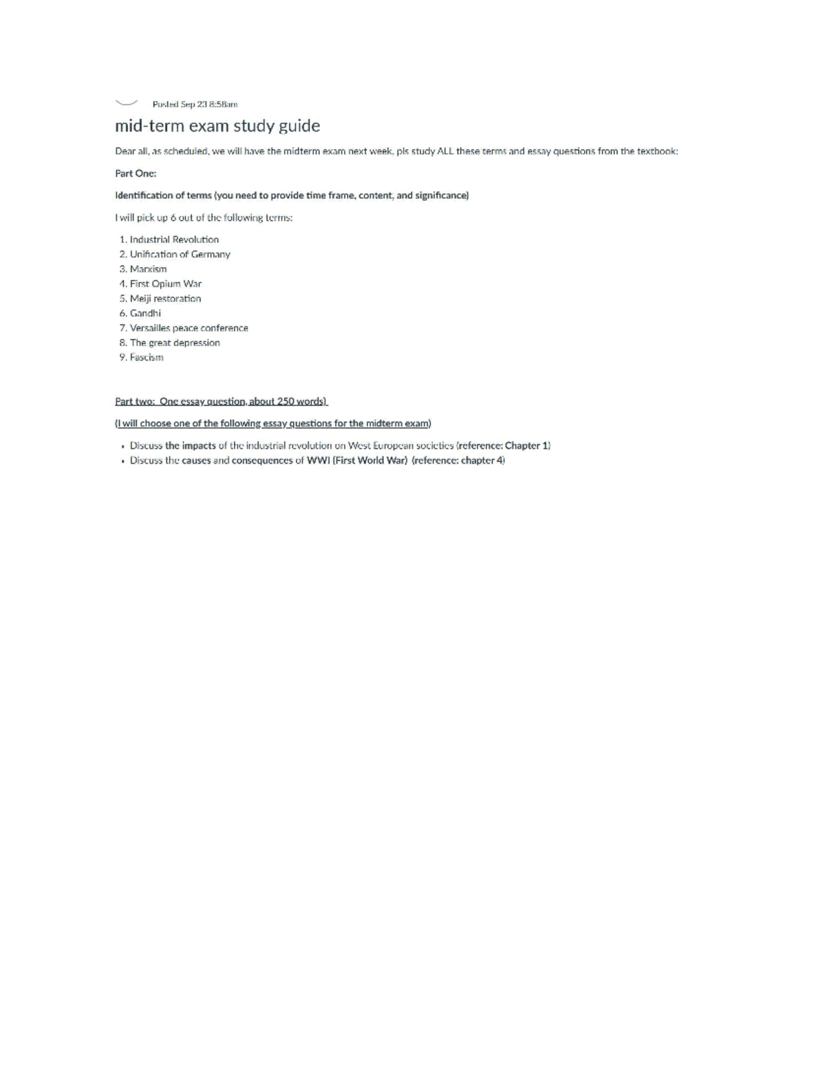 Midterm Exam Study Guide: Key Terms & Essay Questions - Studocu