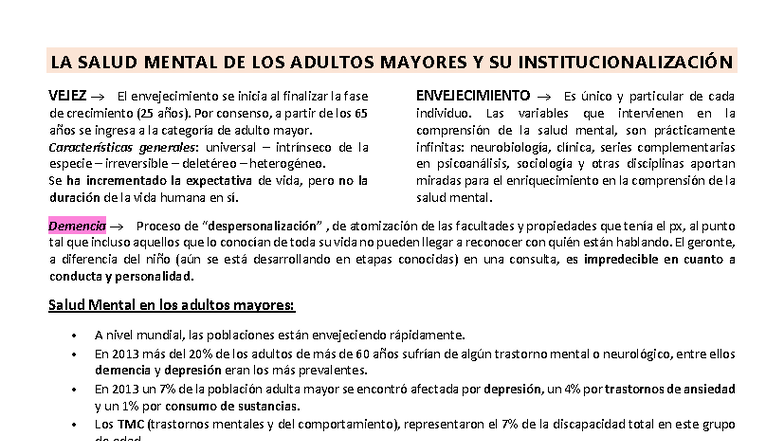 Salud Mental en Adultos Mayores y su Institucionalización - SM AM Clase ...
