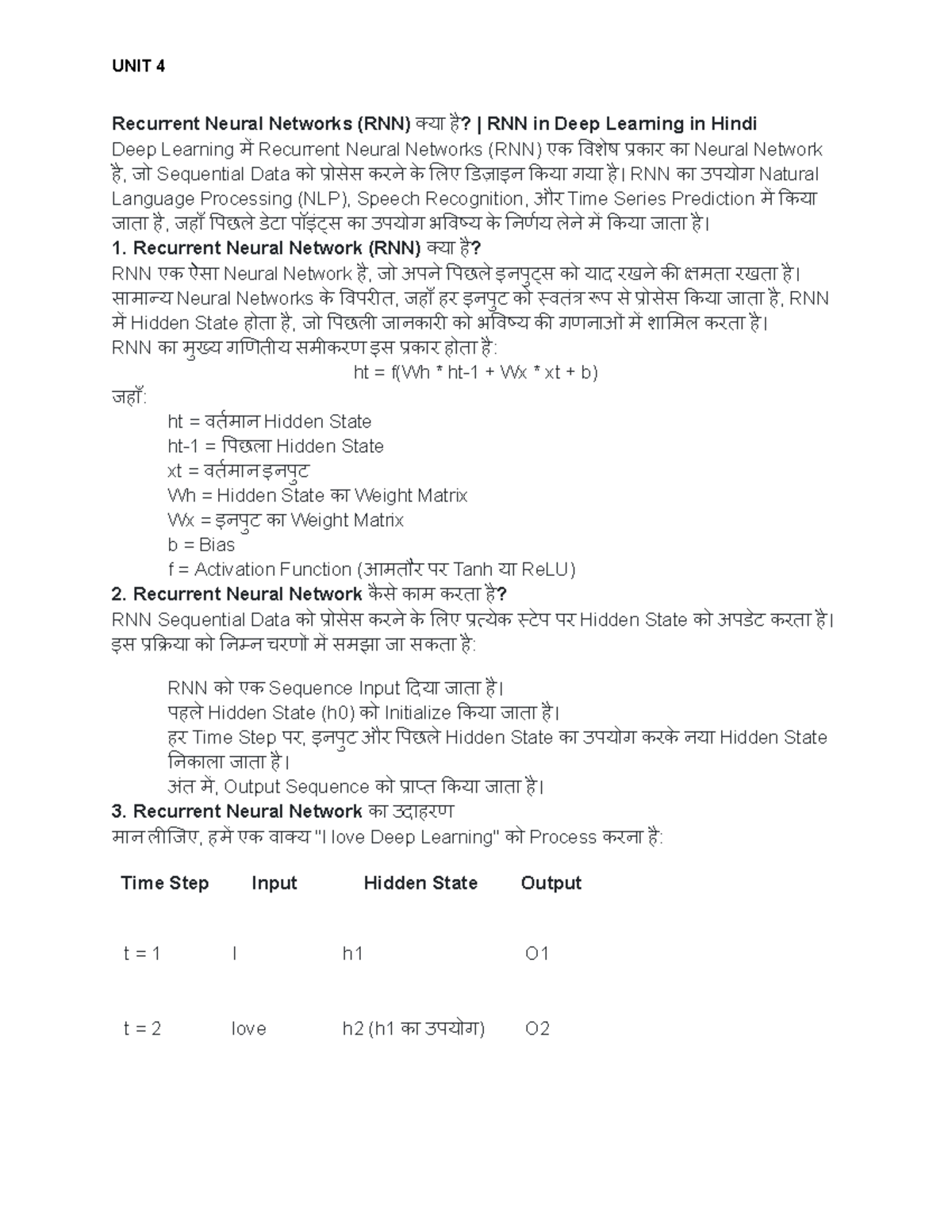 UNIT 4 Recurrent Neural Networks (RNN) in Deep Learning - Hindi Guide ...