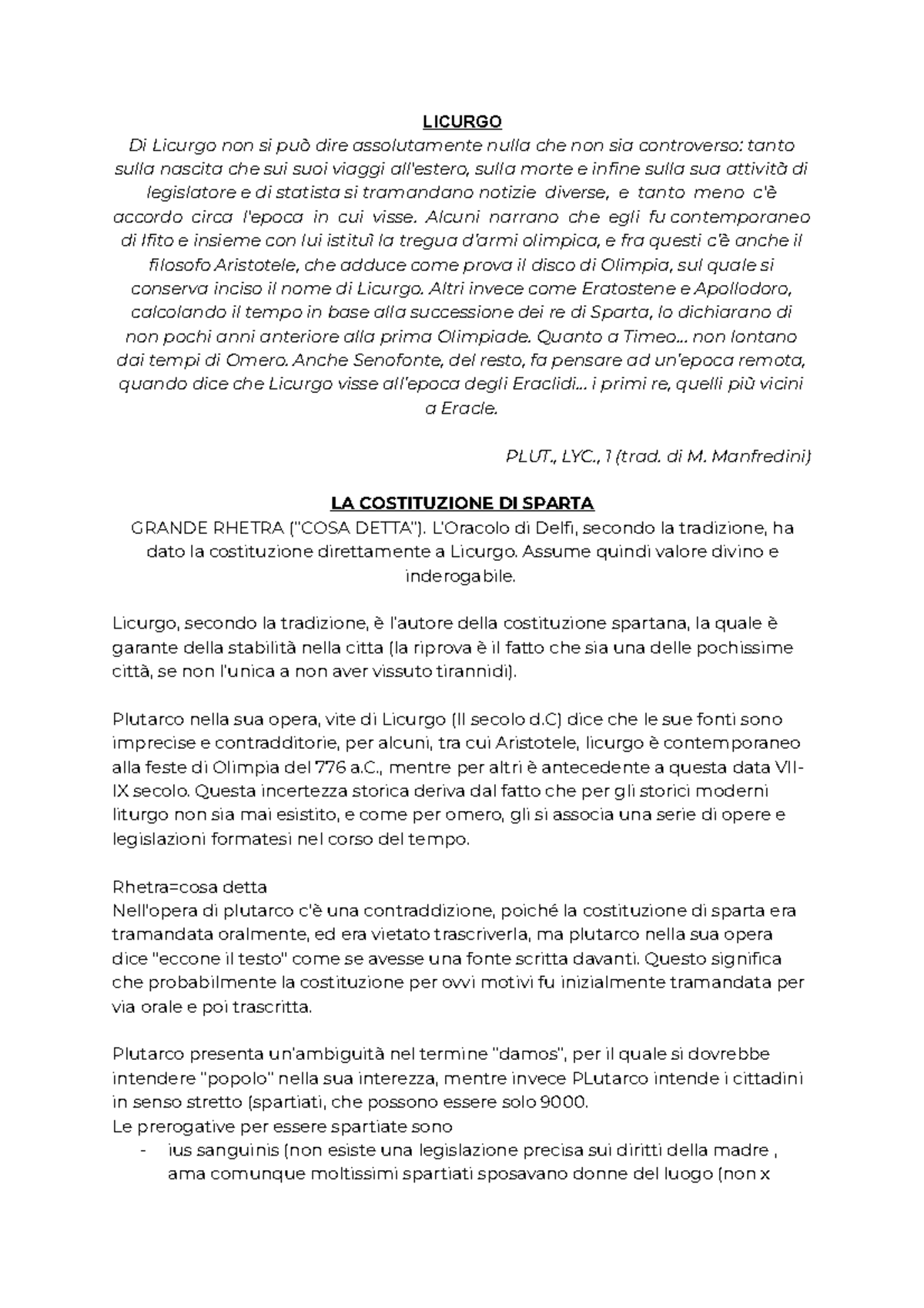 La Costituzione di Sparta e la figura di Licurgo: Analisi Storiografica ...