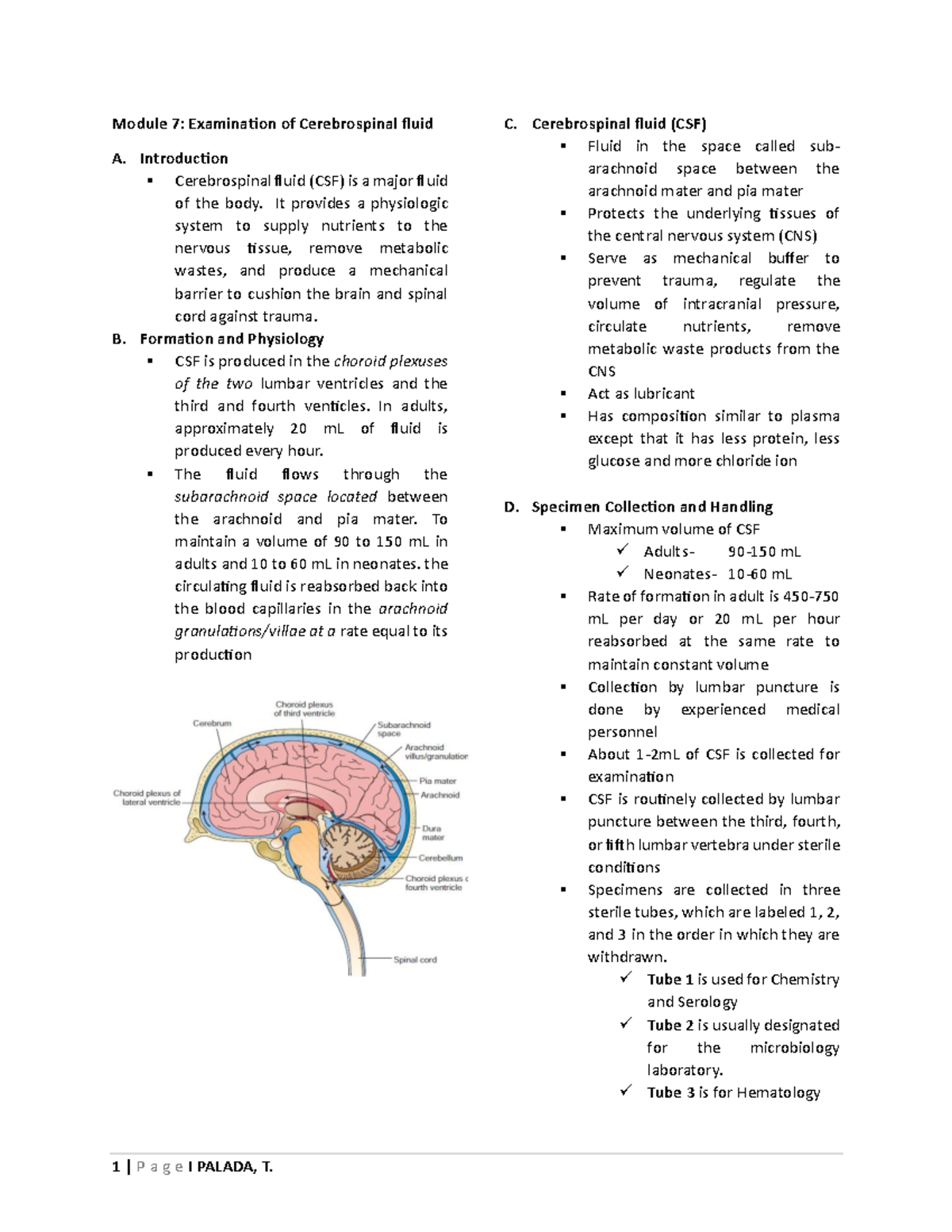 Module 7: CSF Examination and Clinical Significance - AUBF - Studocu