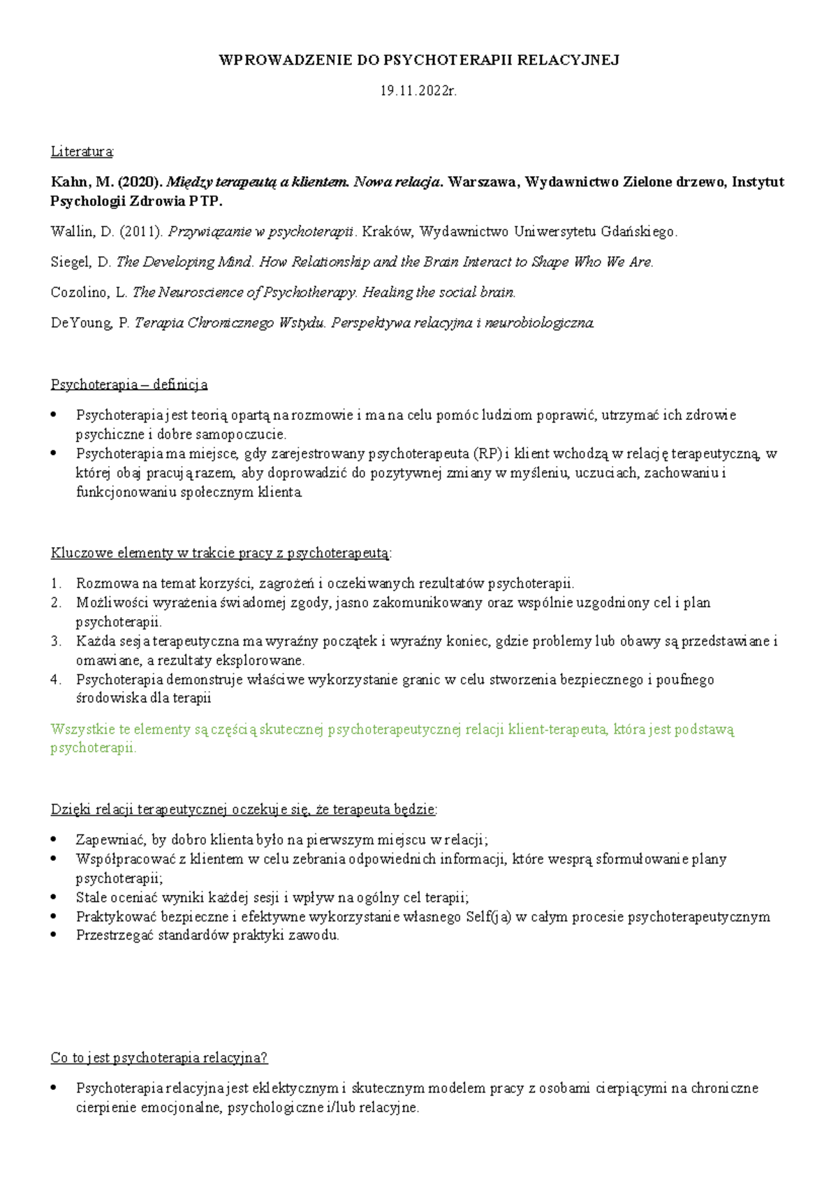 Wprowadzenie do psychoterapii relacyjnej - kluczowe koncepcje i założenia - Document Preview