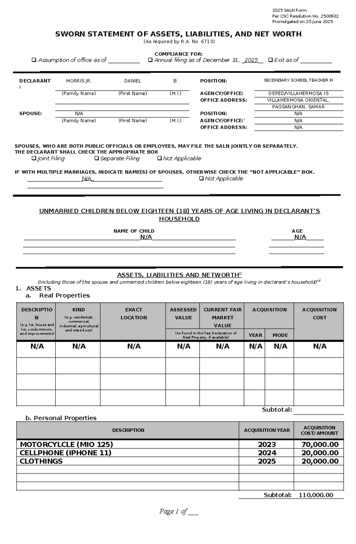 2025 SALN Form Submission Guidelines and Requirements - Studocu