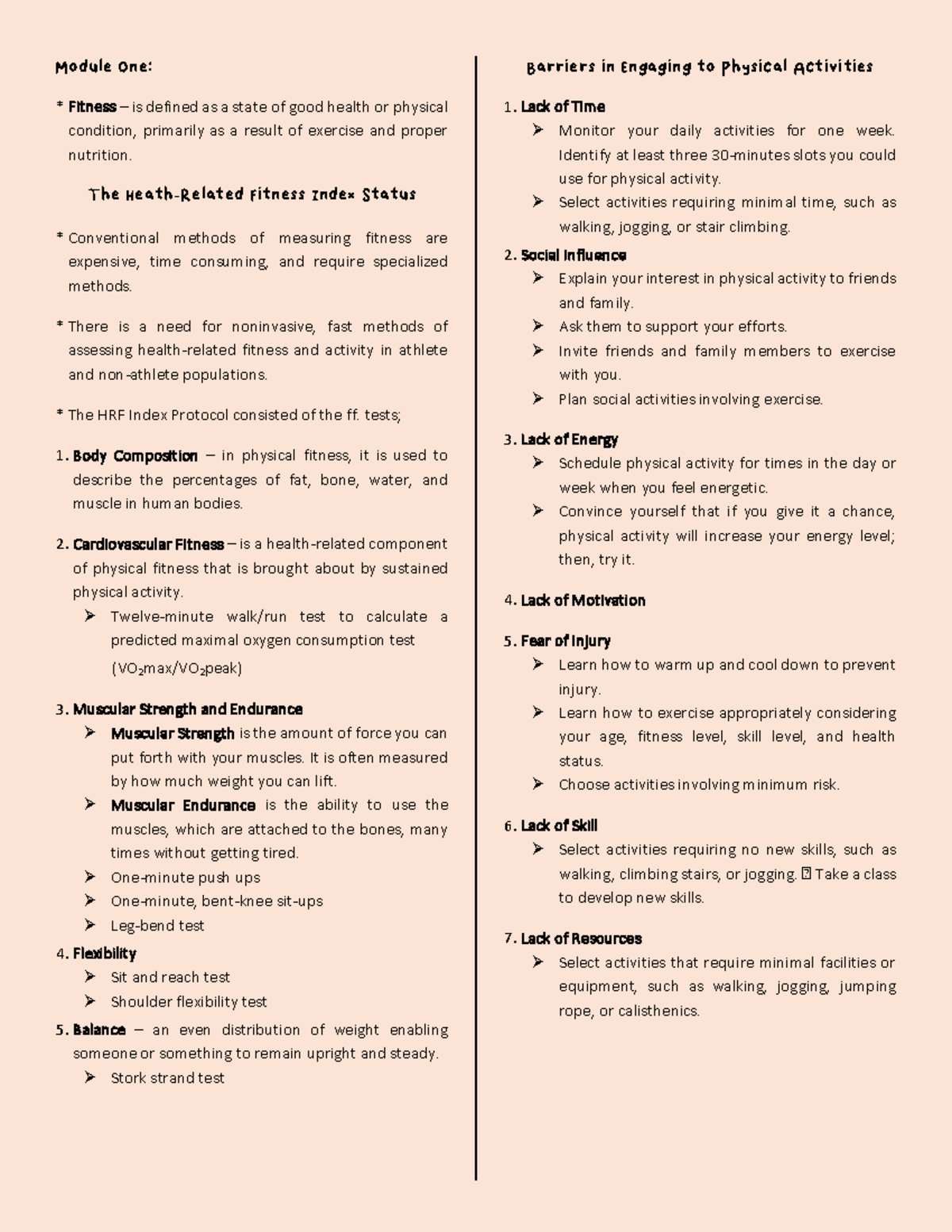 PE 101 Fitness & Health Reviewer: Key Concepts and Guidelines - Studocu