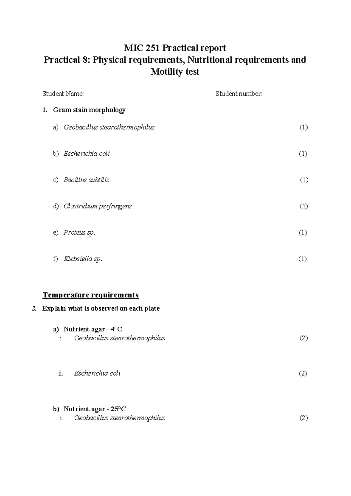 MIC 251 Practical 8 - Report - MIC 251 Practical report Practical 8 ...