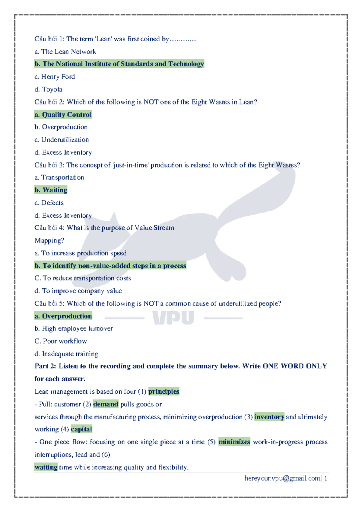 Tiếng Anh Chuyên Ngành 2 - COB - Sample Test with Answers and Concepts ...
