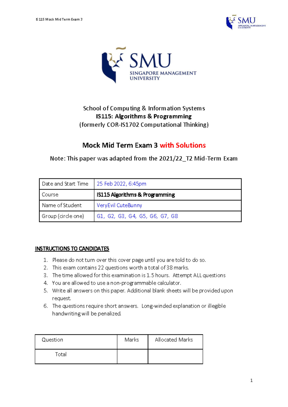 IS115 Mock Midterm Exam 3 Solutions - Algorithms Programming - Studocu