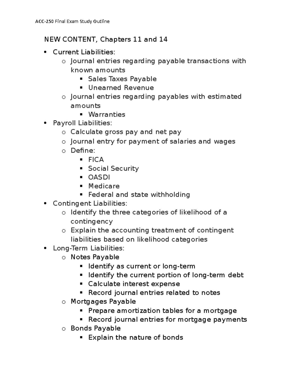 ACC-250 Final Exam Study Guide: Chapters 1-14 Overview - Studocu