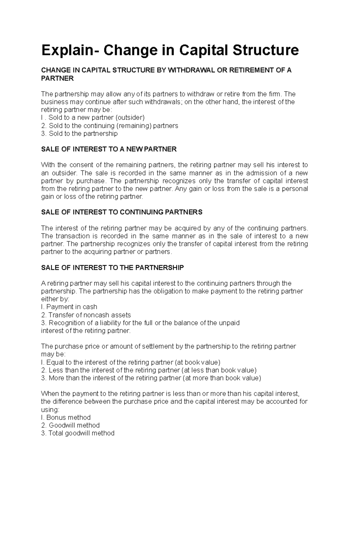 Change in Capital Structure - Lecture Notes 1-3 - Studocu