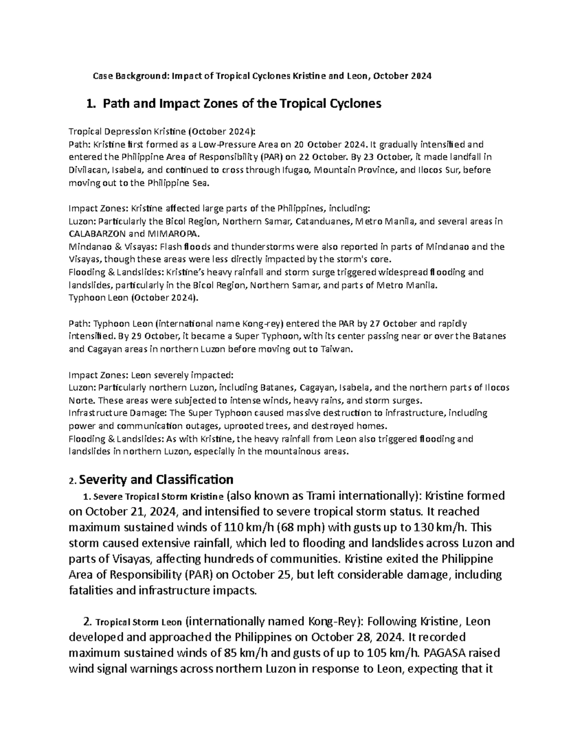 Impact Analysis of Typhoon Kristine: Economic, Environmental, & Health ...