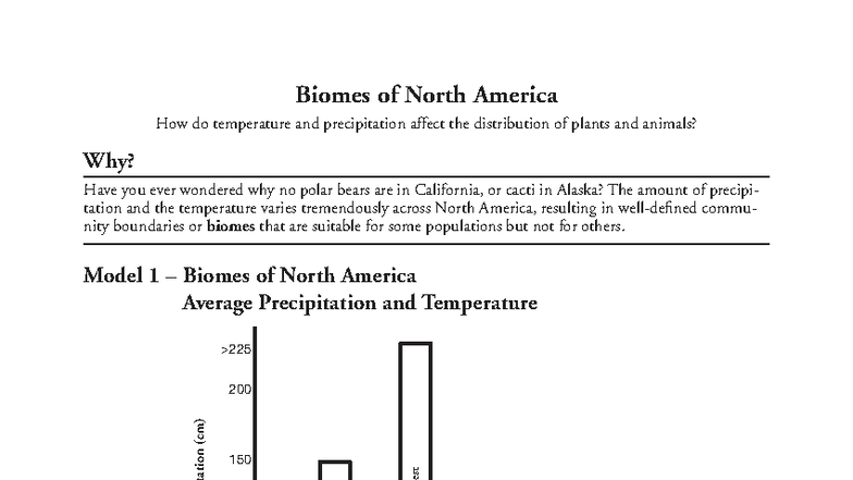 Pogil - Biomes of North America: Temperature & Precipitation Effects