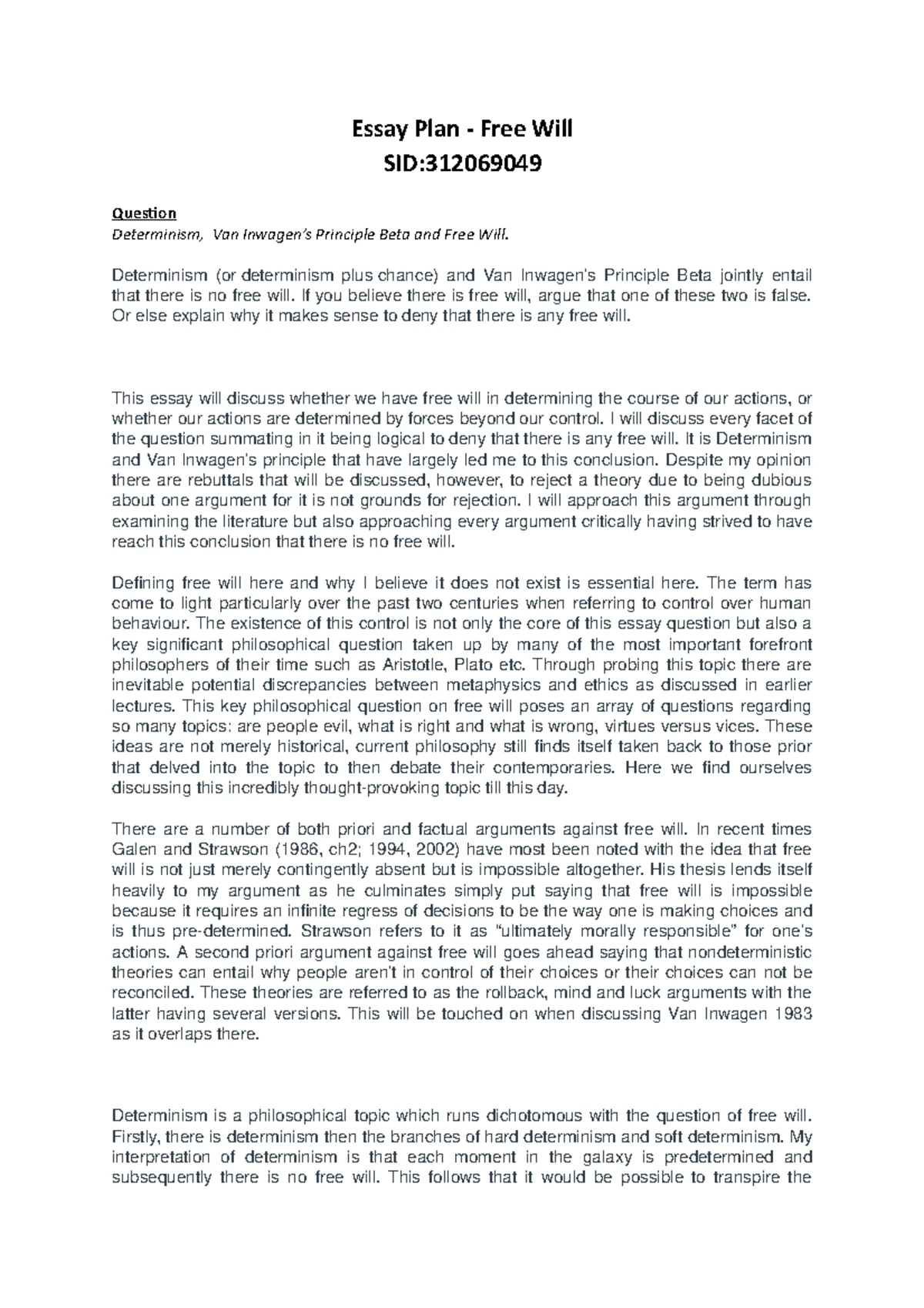 PHIL 101: Free Will and Compatibilism - An Essay on Locke's Theory ...