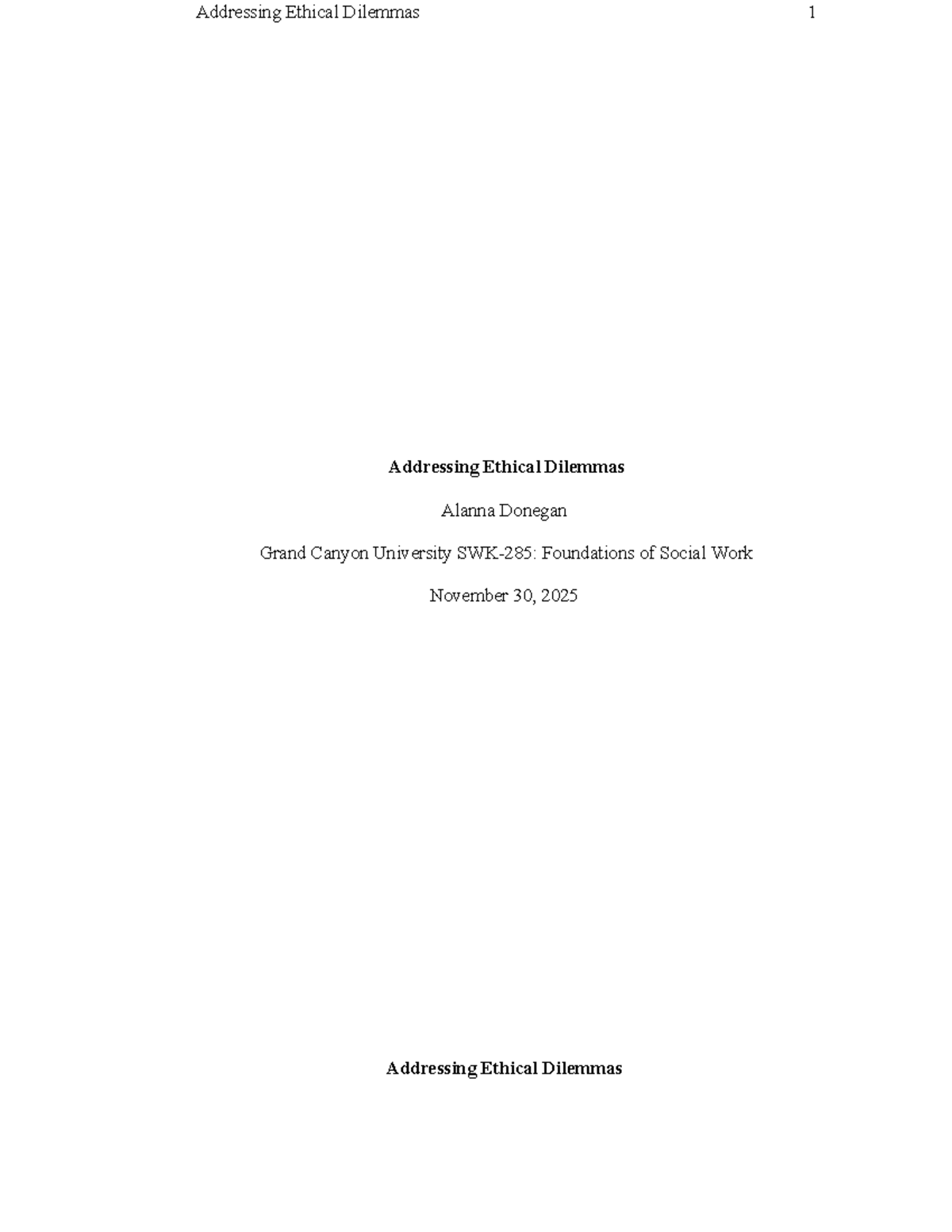SWK 101: Addressing Ethical Dilemmas in Social Work Practice - Studocu