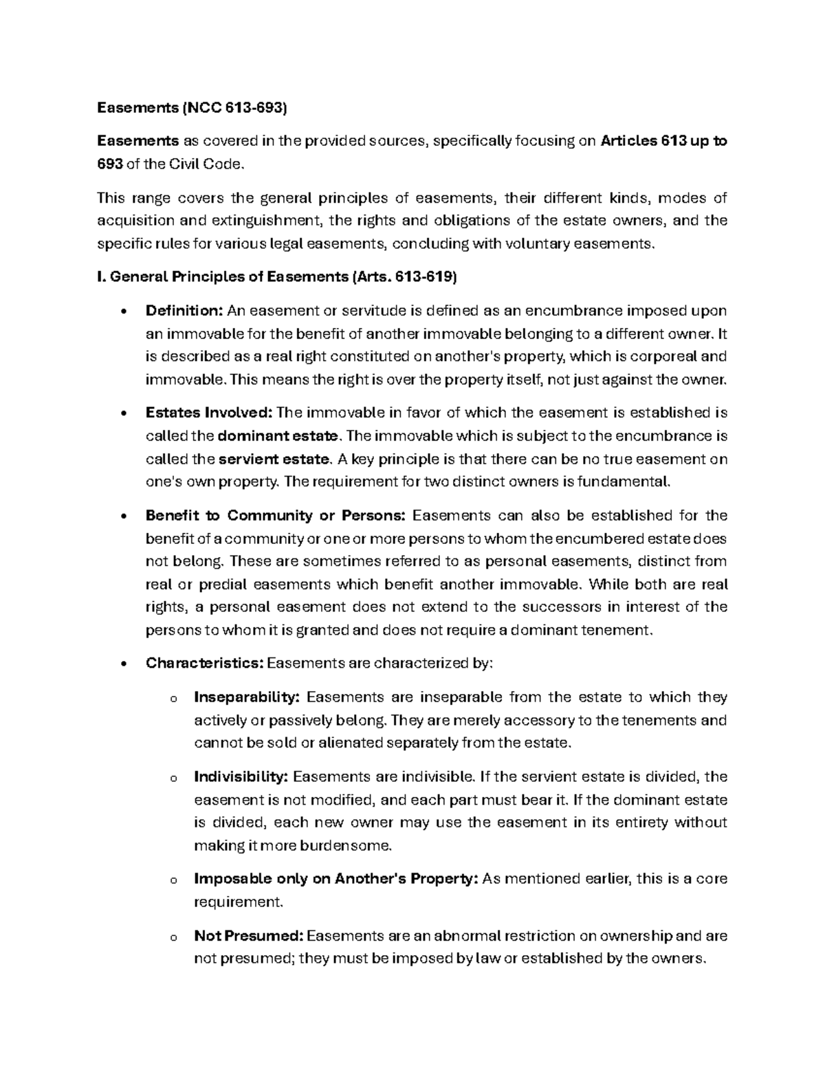 NCC Easements Overview: Articles 613-693 of the Civil Code Explained ...