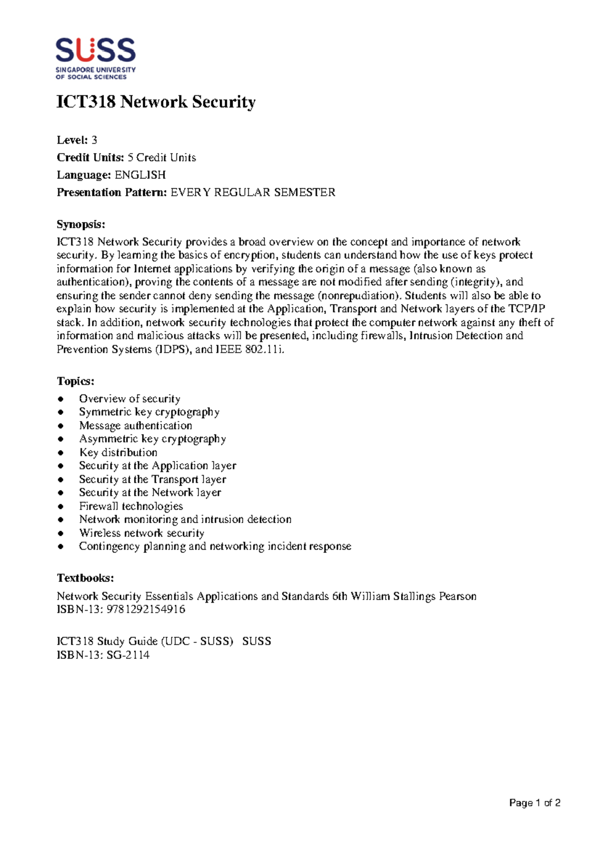 ICT318 Network Security Overview and Key Concepts Guide - Studocu
