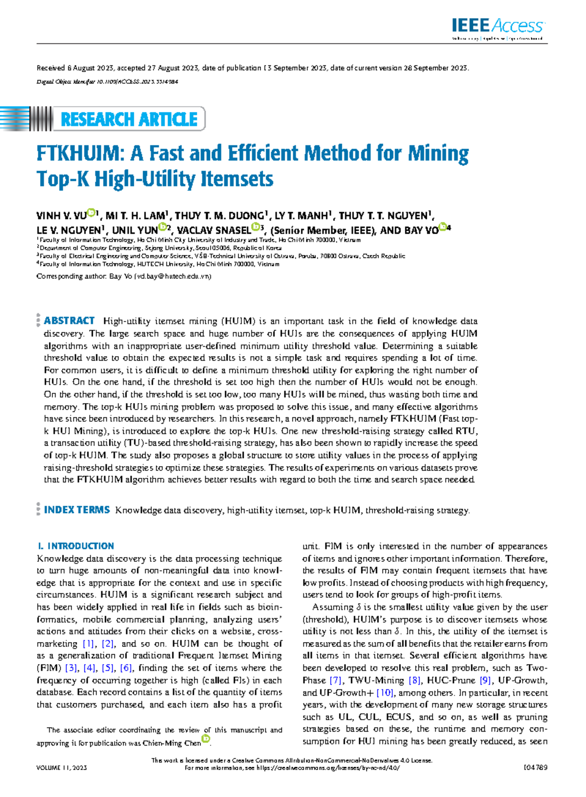 Ftkhuim A Fast and Efficient Method for Mining Top-K High-Utility ...