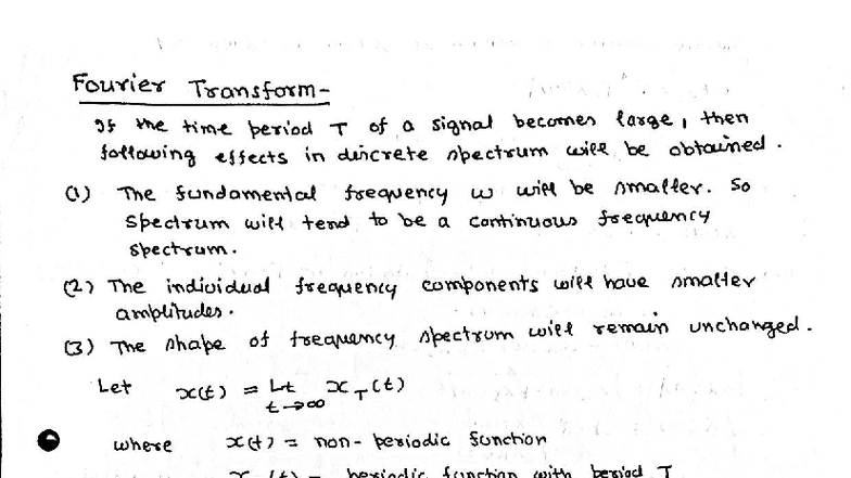 Fourier Transform Concepts and Properties - NAS Unit-3 Part 2 - Studocu