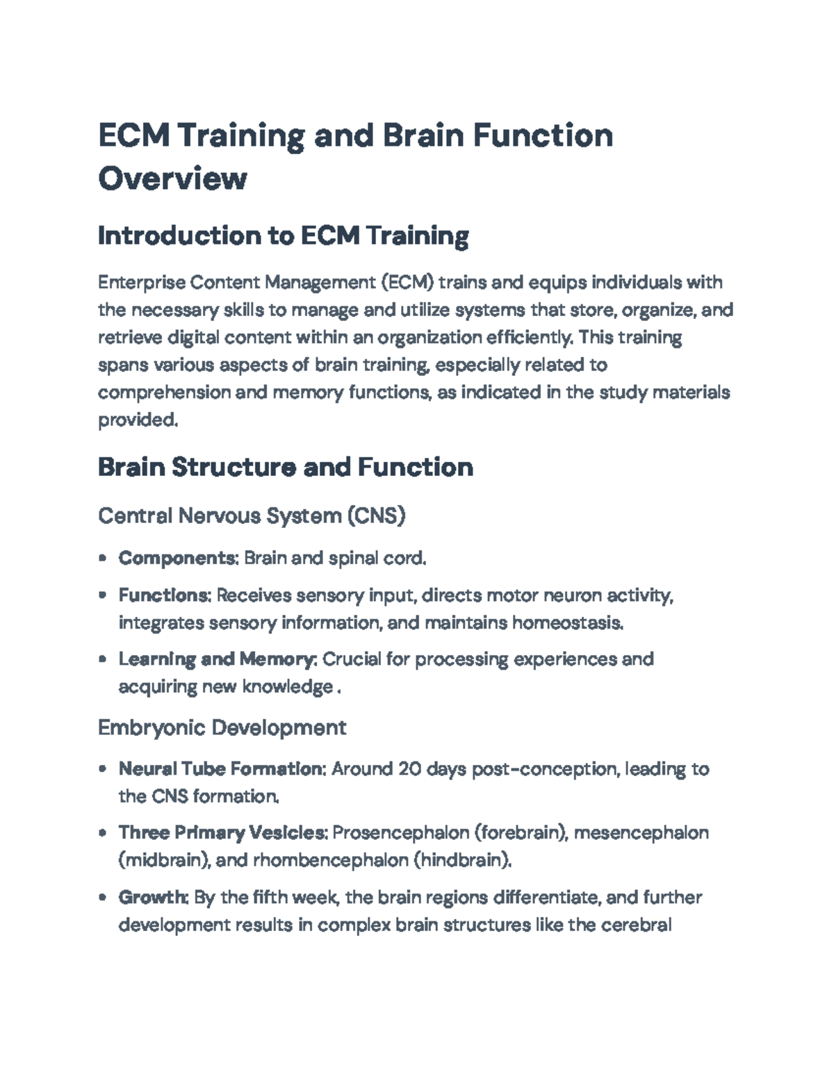 ECM Training Insights: Understanding Brain Functions and Memory - ECM ...