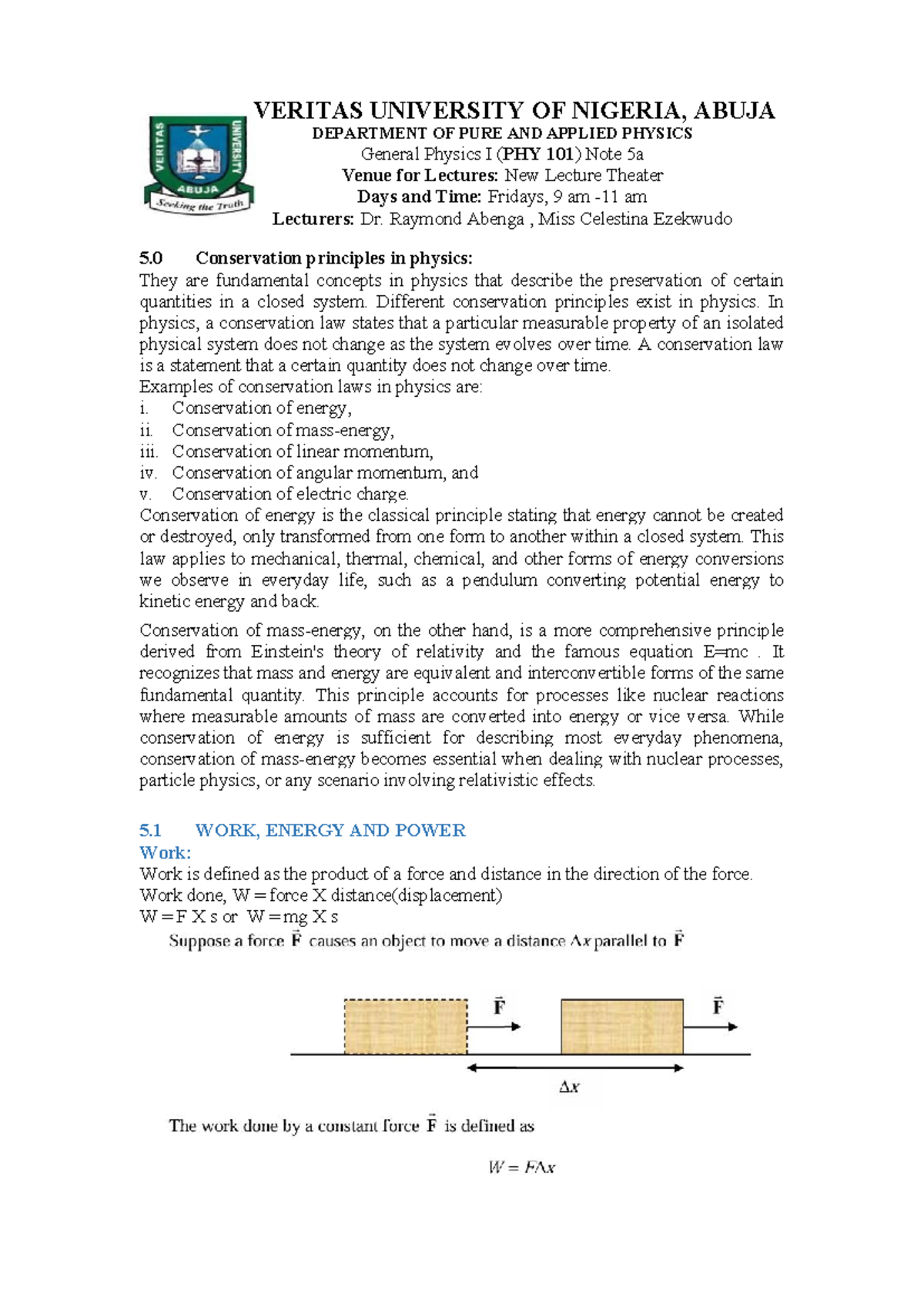 PHY 101 Final Exam Notes: Conservation Principles in Physics - Studocu