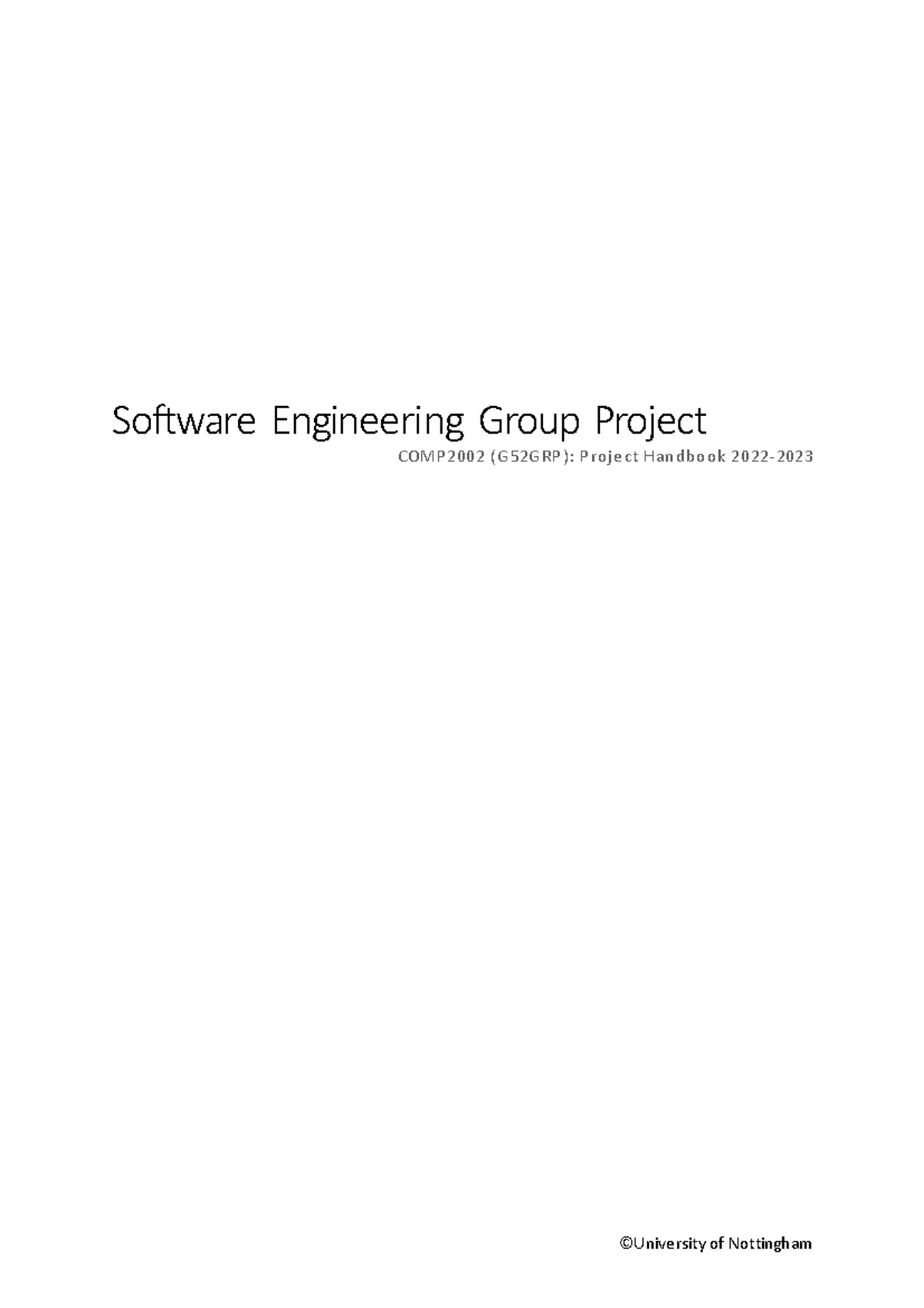 COMP2002 Software Engineering Group Project Handbook 2022-2023 - Studocu