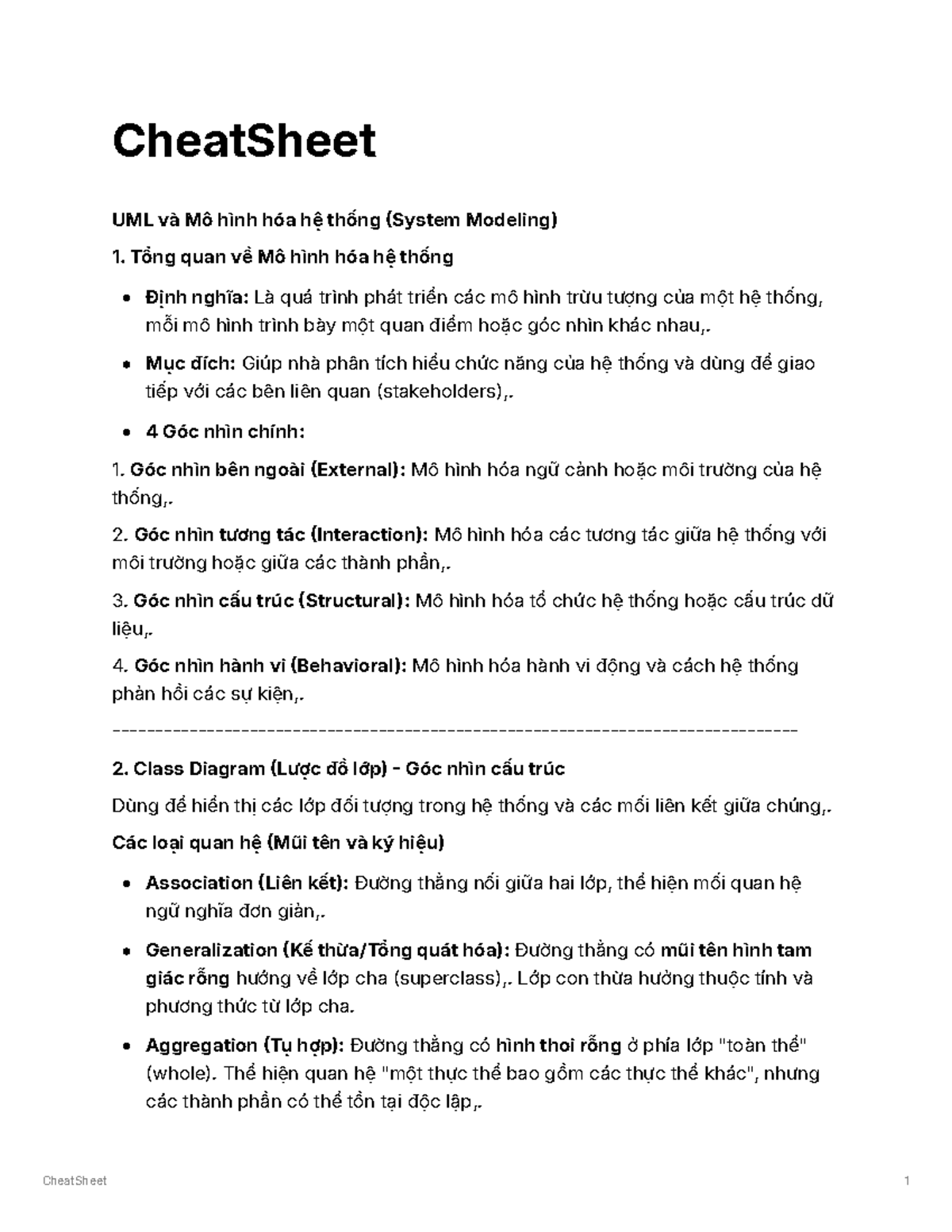 Cheat Sheet Kỹ Thuật Phần Mềm (Software Engineering) - Studocu