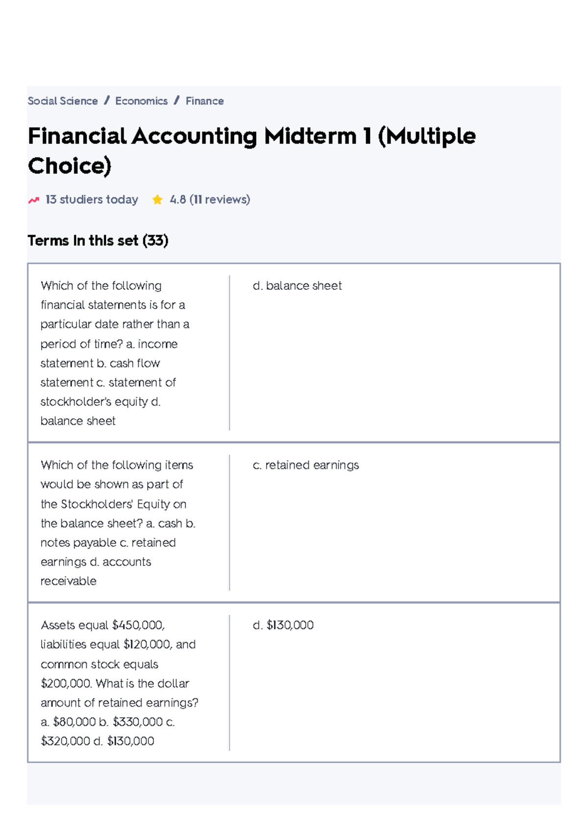 Financial Accounting Midterm 1 Flashcards: Key Terms & Concepts - Studocu