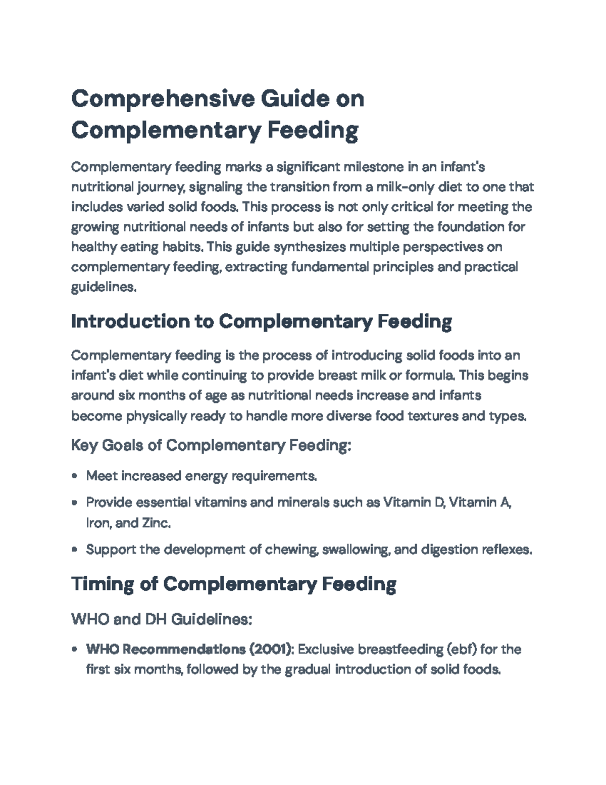 Comprehensive Guide to Complementary Feeding: Guidelines and Practices ...