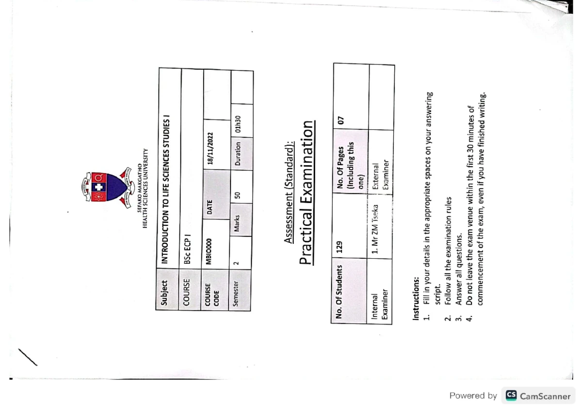 BSc ECP I Tutorial 1: Introduction to Life Science Studies Assessment ...