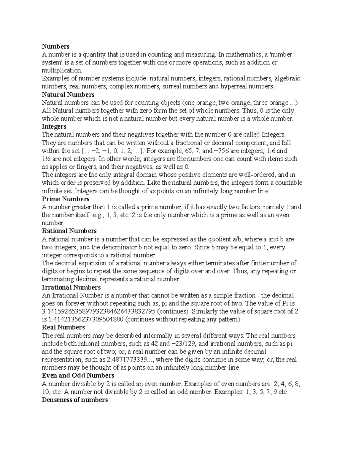 DOC-20250224-WA0003 - Comprehensive Notes on Number Systems - Studocu