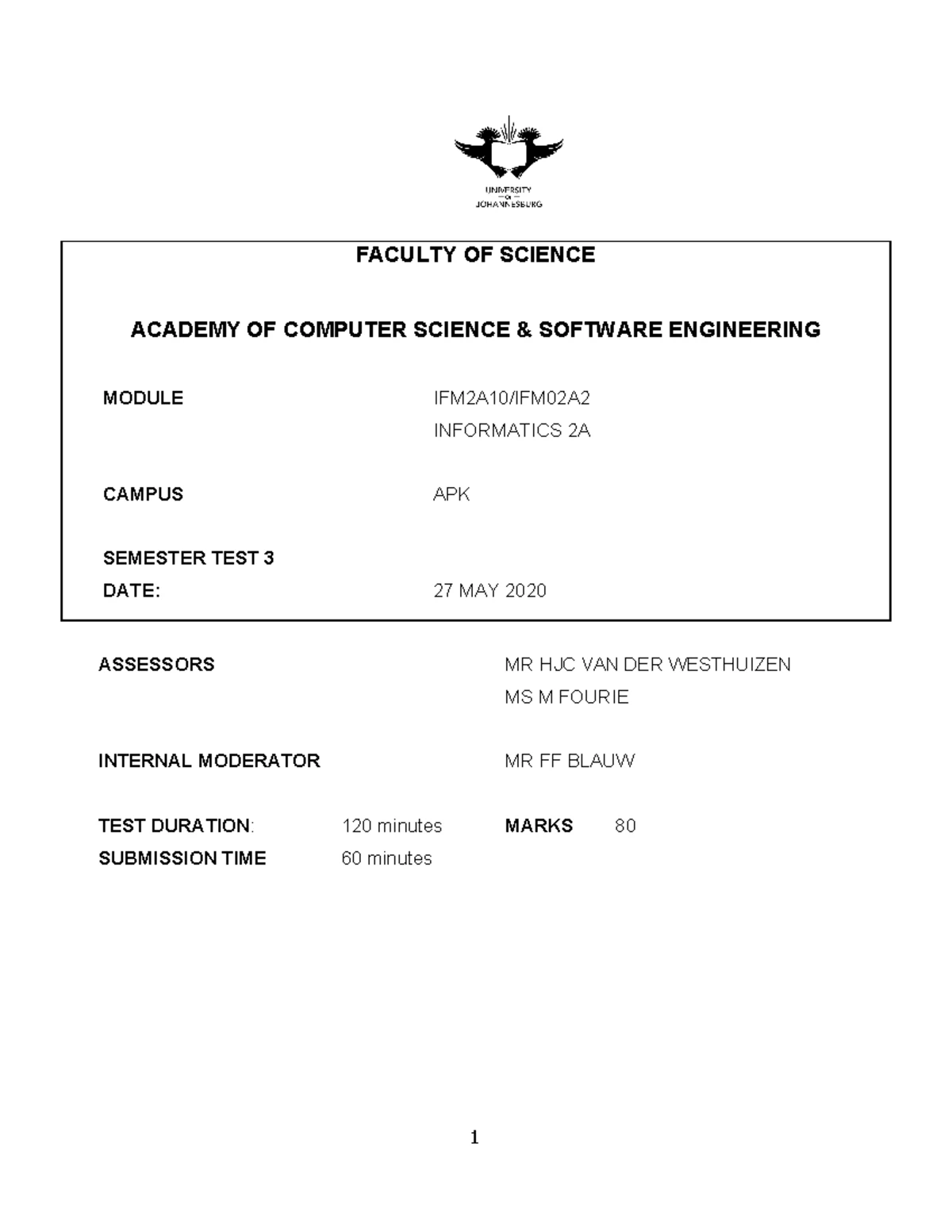 IFM100 2024 ST1 MOCK TEST MEMO & Solutions Analysis - Studocu