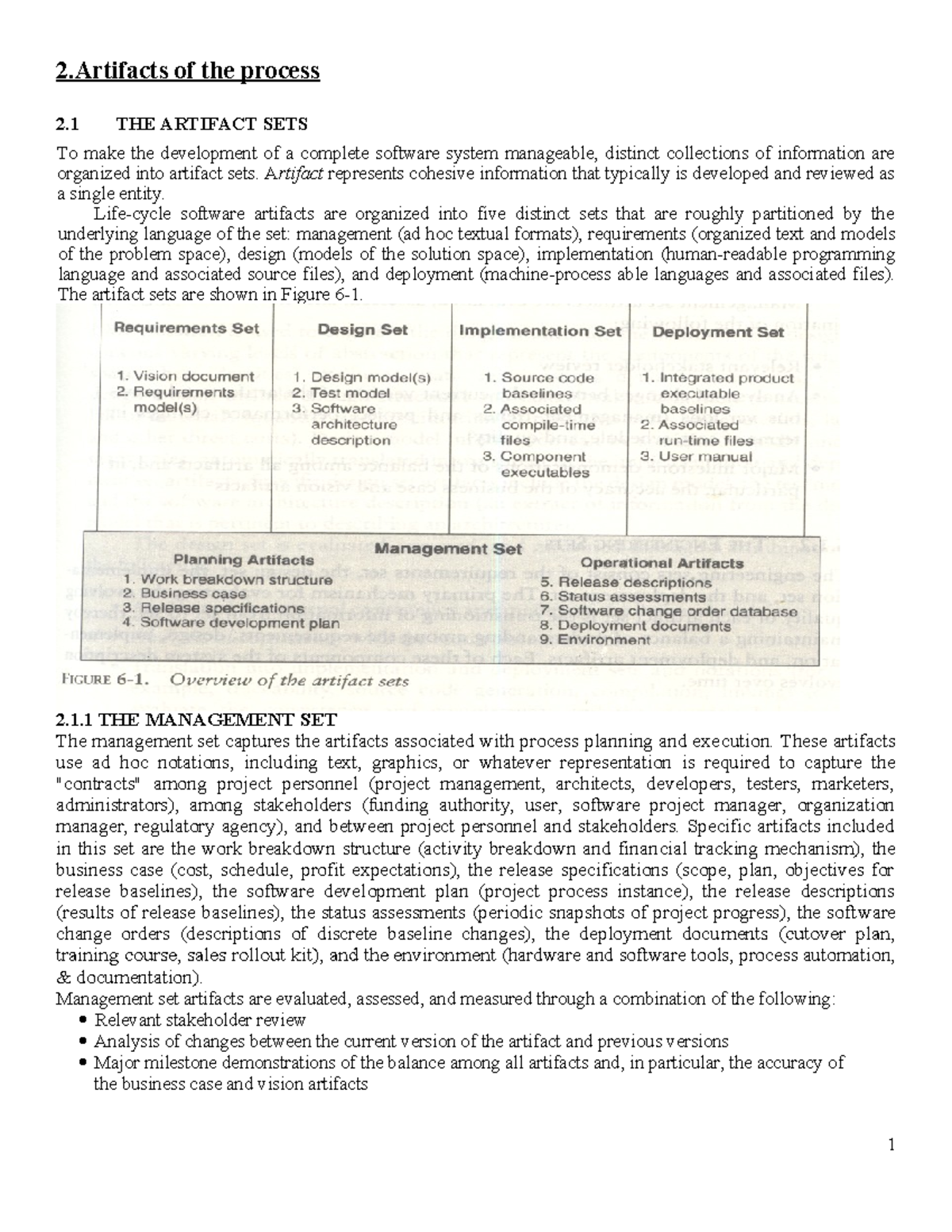 Artifact Sets and Management in Software Development Processes - Studocu