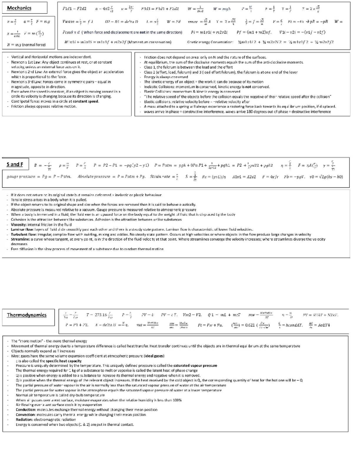 Physics Cheat Sheet: Mechanics 1 Concepts and Formulas - Studocu